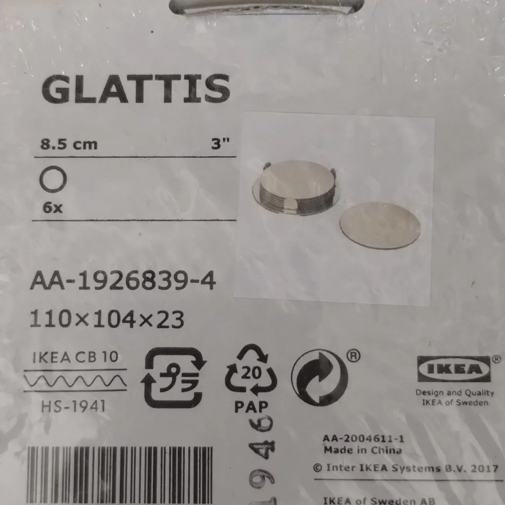 IKEA Glattis Gold Brass Two 6 Pack Coasters With Holder